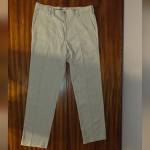 IZOD 34 x 32 Khaki Tech Flat Front Straight Dress Pants
